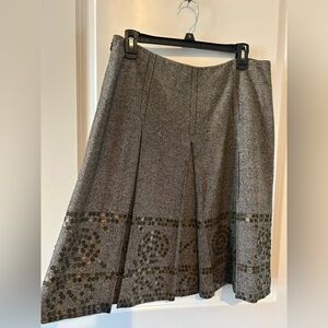 Carlisle 100% Silk A-Line Skirt | Embellished Hem | Designer Luxury | Size 10